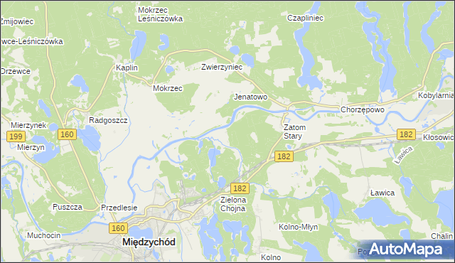 mapa Aleksandrowo gmina Międzychód, Aleksandrowo gmina Międzychód na mapie Targeo
