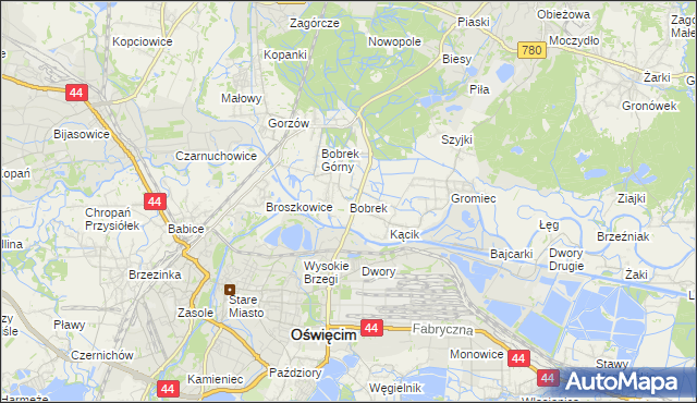 mapa Bobrek gmina Chełmek, Bobrek gmina Chełmek na mapie Targeo
