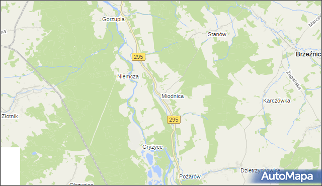 mapa Miodnica, Miodnica na mapie Targeo