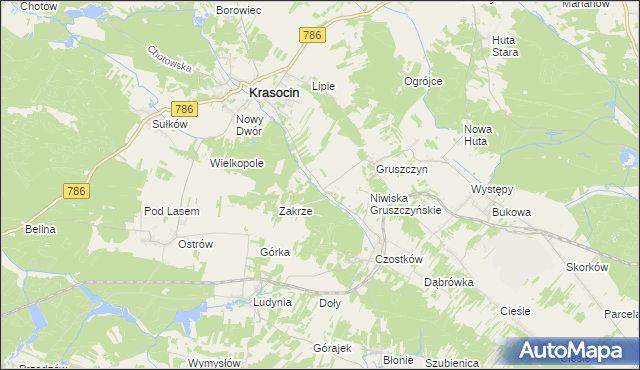 mapa Niwiska Krasocińskie, Niwiska Krasocińskie na mapie Targeo