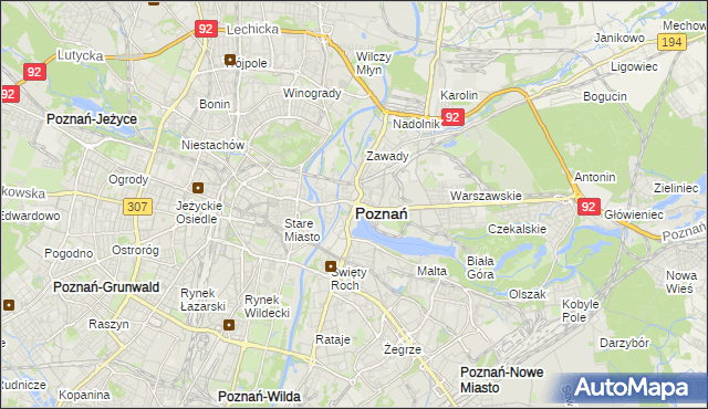 mapa Poznania, Poznań na mapie Targeo