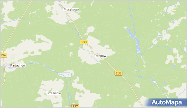 mapa Trzebów gmina Sulęcin, Trzebów gmina Sulęcin na mapie Targeo