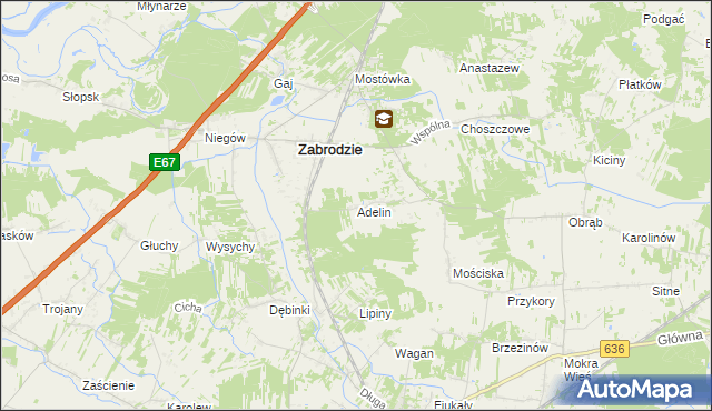 mapa Adelin gmina Zabrodzie, Adelin gmina Zabrodzie na mapie Targeo