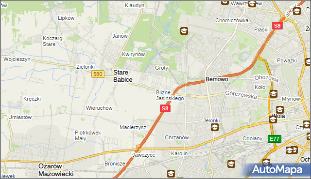 mapa Blizne Jasińskiego, Blizne Jasińskiego na mapie Targeo