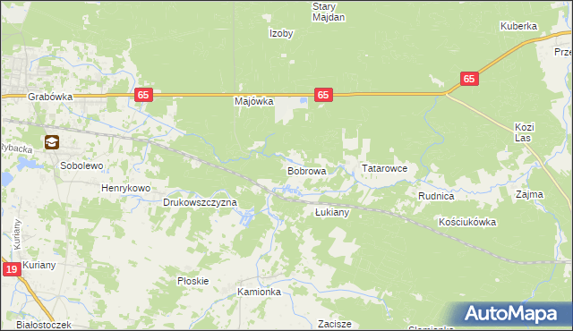 mapa Bobrowa gmina Zabłudów, Bobrowa gmina Zabłudów na mapie Targeo