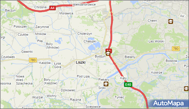 mapa Budzyń gmina Liszki, Budzyń gmina Liszki na mapie Targeo