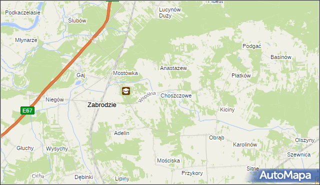 mapa Choszczowe gmina Zabrodzie, Choszczowe gmina Zabrodzie na mapie Targeo