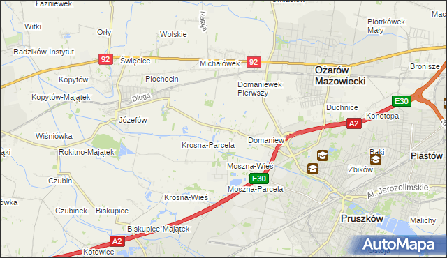 mapa Domaniewek gmina Brwinów, Domaniewek gmina Brwinów na mapie Targeo