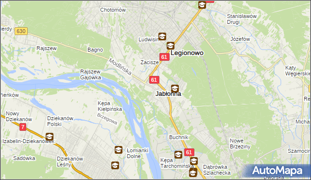 mapa Jabłonna powiat legionowski, Jabłonna powiat legionowski na mapie Targeo
