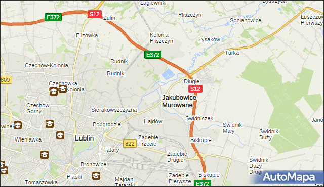 mapa Jakubowice Murowane, Jakubowice Murowane na mapie Targeo