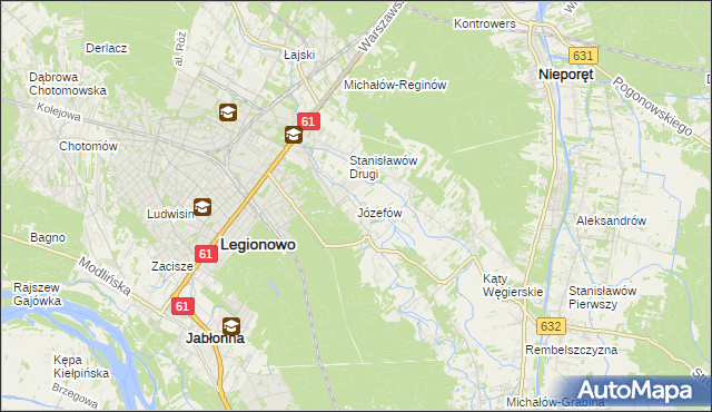 mapa Józefów gmina Nieporęt, Józefów gmina Nieporęt na mapie Targeo