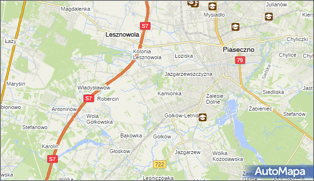 mapa Kamionka gmina Piaseczno, Kamionka gmina Piaseczno na mapie Targeo