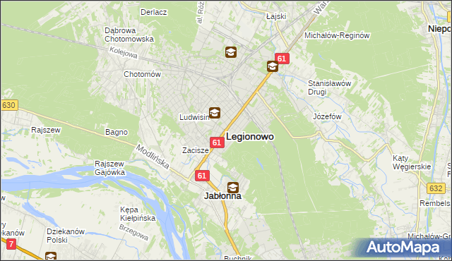 mapa Legionowo, Legionowo na mapie Targeo