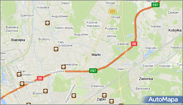 mapa Marki powiat wołomiński, Marki powiat wołomiński na mapie Targeo