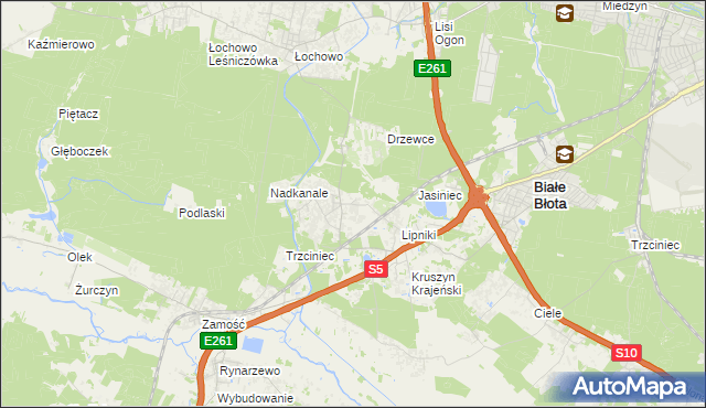 mapa Murowaniec gmina Białe Błota, Murowaniec gmina Białe Błota na mapie Targeo