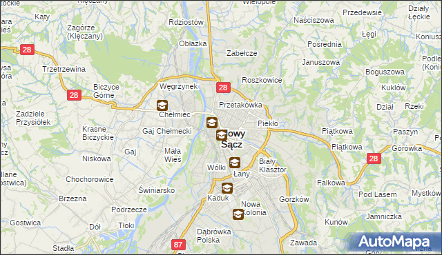 mapa Nowego Sącza, Nowy Sącz na mapie Targeo