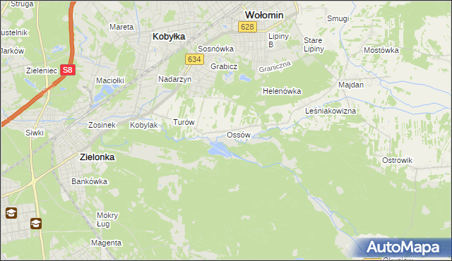 mapa Ossów, Ossów na mapie Targeo