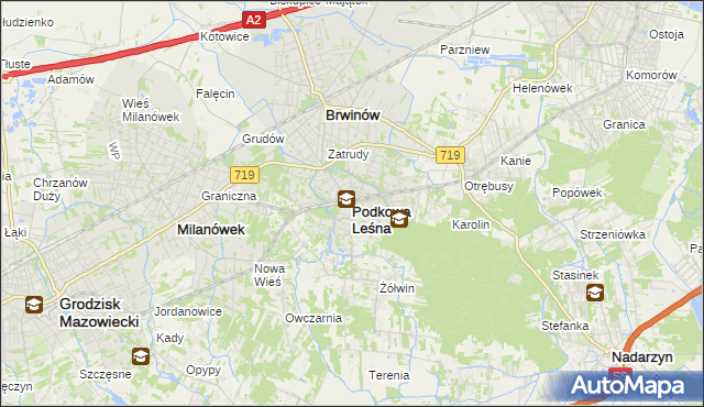 mapa Podkowa Leśna, Podkowa Leśna na mapie Targeo