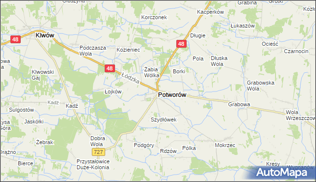 mapa Potworów powiat przysuski, Potworów powiat przysuski na mapie Targeo