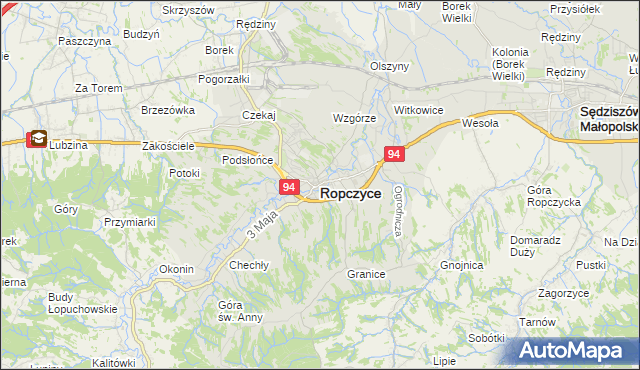 mapa Ropczyce, Ropczyce na mapie Targeo