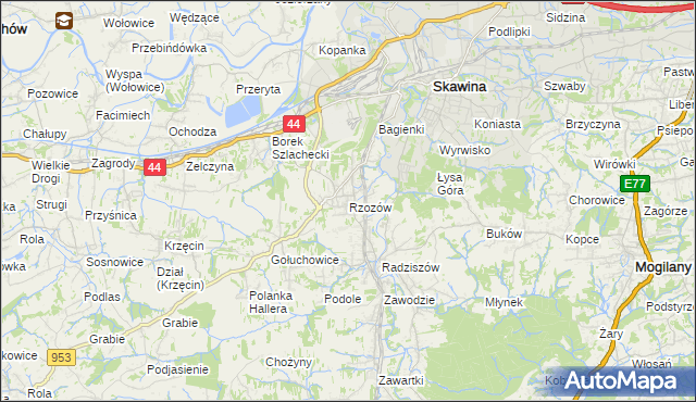 mapa Rzozów, Rzozów na mapie Targeo