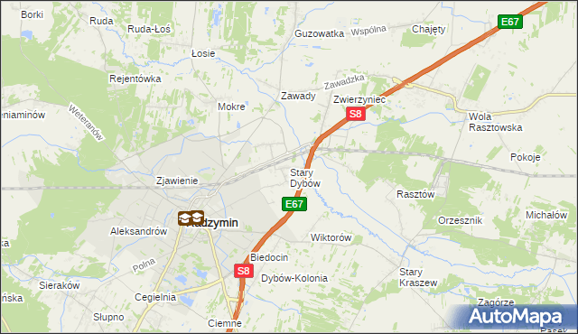 mapa Stary Dybów, Stary Dybów na mapie Targeo