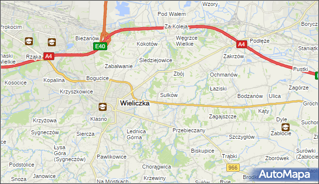 mapa Sułków gmina Wieliczka, Sułków gmina Wieliczka na mapie Targeo