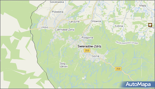 mapa Świeradów-Zdrój, Świeradów-Zdrój na mapie Targeo