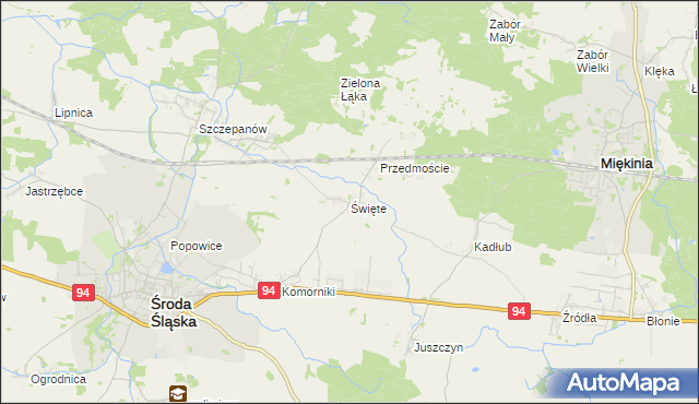 mapa Święte gmina Środa Śląska, Święte gmina Środa Śląska na mapie Targeo