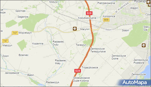 mapa Tereszyn, Tereszyn na mapie Targeo