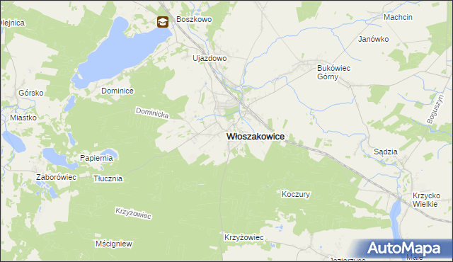 mapa Włoszakowice, Włoszakowice na mapie Targeo