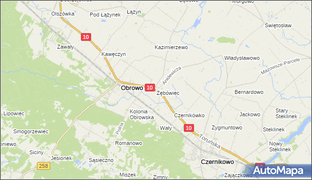 mapa Zębówiec, Zębówiec na mapie Targeo