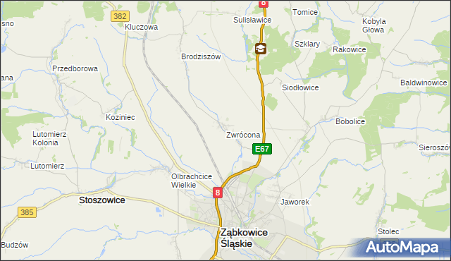 mapa Zwrócona, Zwrócona na mapie Targeo