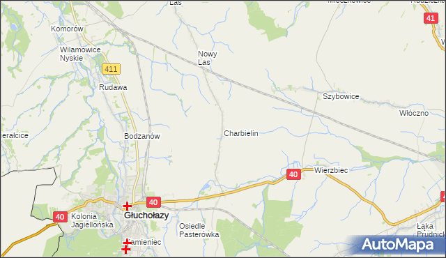 mapa Charbielin gmina Głuchołazy, Charbielin gmina Głuchołazy na mapie Targeo