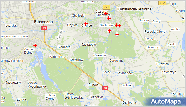 mapa Czarnów gmina Konstancin-Jeziorna, Czarnów gmina Konstancin-Jeziorna na mapie Targeo