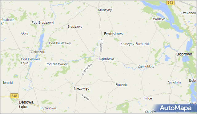 mapa Dąbrówka gmina Bobrowo, Dąbrówka gmina Bobrowo na mapie Targeo