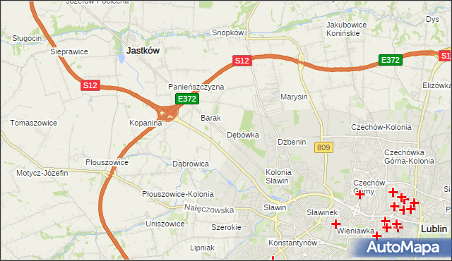 mapa Dębówka gmina Jastków, Dębówka gmina Jastków na mapie Targeo