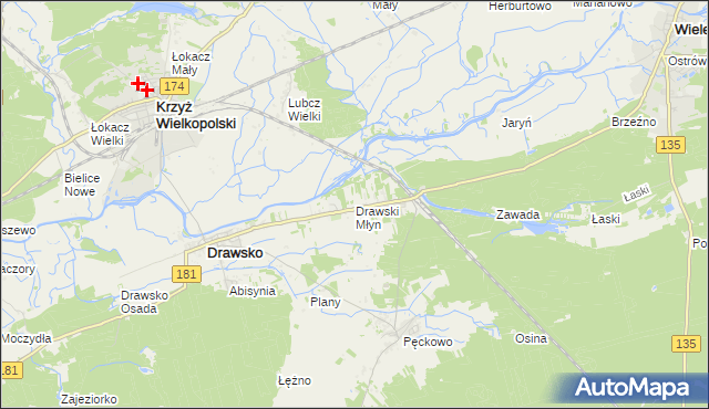 mapa Drawski Młyn, Drawski Młyn na mapie Targeo