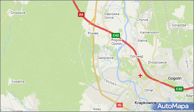 mapa Gwoździce, Gwoździce na mapie Targeo