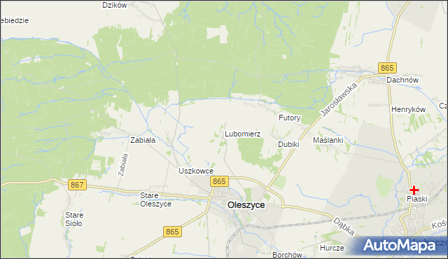 mapa Lubomierz gmina Oleszyce, Lubomierz gmina Oleszyce na mapie Targeo