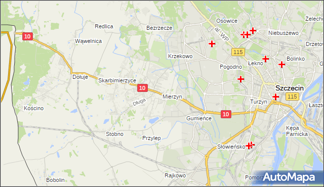 mapa Mierzyn gmina Dobra (Szczecińska), Mierzyn gmina Dobra (Szczecińska) na mapie Targeo