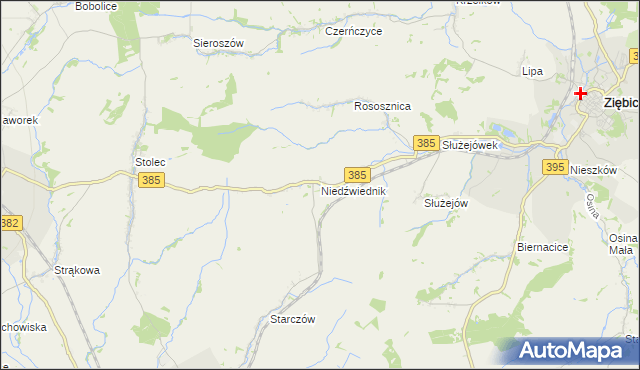 mapa Niedźwiednik gmina Ziębice, Niedźwiednik gmina Ziębice na mapie Targeo