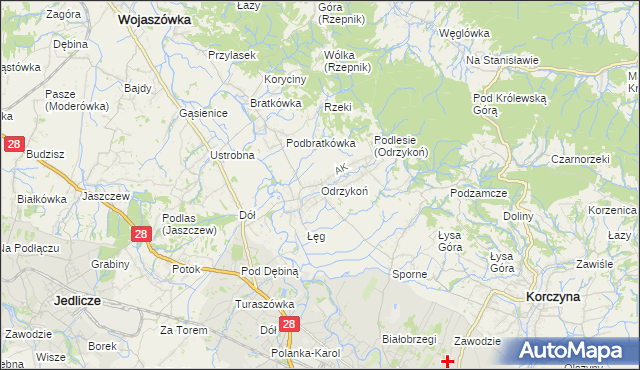 mapa Odrzykoń, Odrzykoń na mapie Targeo