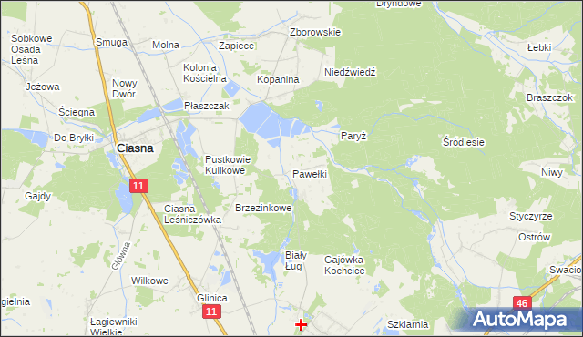 mapa Pawełki gmina Kochanowice, Pawełki gmina Kochanowice na mapie Targeo