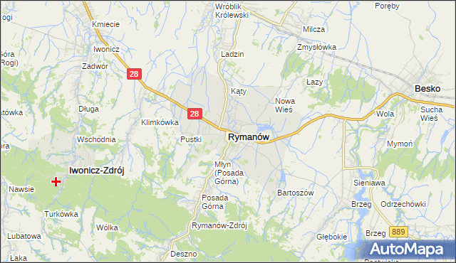 mapa Rymanów, Rymanów na mapie Targeo