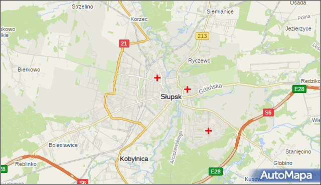 mapa Słupska, Słupsk na mapie Targeo