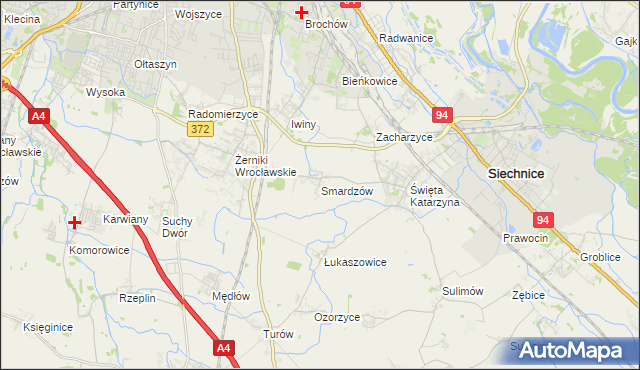 mapa Smardzów gmina Siechnice, Smardzów gmina Siechnice na mapie Targeo