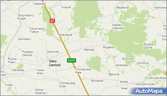 mapa Wierzba gmina Stary Zamość, Wierzba gmina Stary Zamość na mapie Targeo