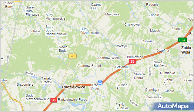 mapa Adamów-Wieś, Adamów-Wieś na mapie Targeo