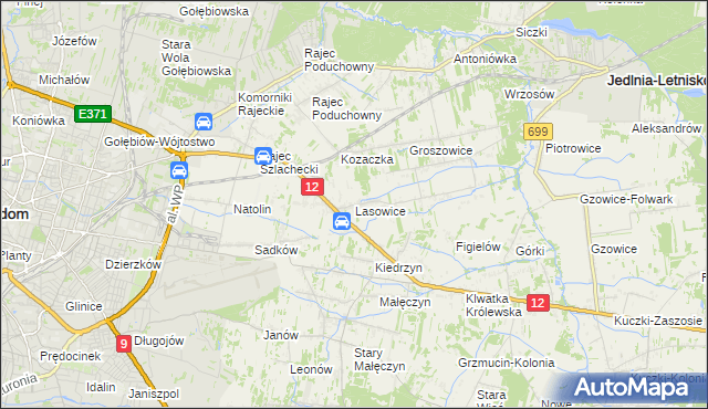 mapa Lasowice gmina Jedlnia-Letnisko, Lasowice gmina Jedlnia-Letnisko na mapie Targeo